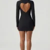 Adelia Cut-Out Heart-Detail Bodycon minikjole i svart