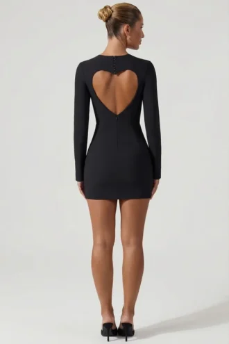 Adelia Cut-Out Heart-Detail Bodycon minikjole i svart