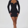 Adelia Cut-Out Heart-Detail Bodycon minikjole i svart