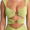 Aelia Modal Ruched Hardware Detail Cut-Out Midaxi-kjole i olivengrønn
