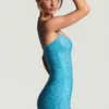 Aellin pyntet bodycon-minikjole i akvablå