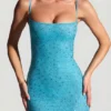 Aellin pyntet bodycon-minikjole i akvablå