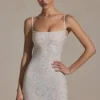 Aellin pyntet bodycon-minikjole i hvit