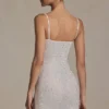 Aellin pyntet bodycon-minikjole i hvit