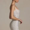 Aellin pyntet bodycon-minikjole i hvit