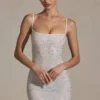 Aellin pyntet bodycon-minikjole i hvit
