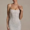 Aellin pyntet bodycon-minikjole i hvit