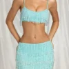 Aerin Fringed Bralette i Aqua Blue