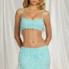 Aerin Fringed Bralette i Aqua Blue