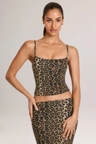 Ailany Modal tank-top med rund hals i leopardmønster