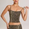 Ailany Modal tank-top med rund hals i leopardmønster