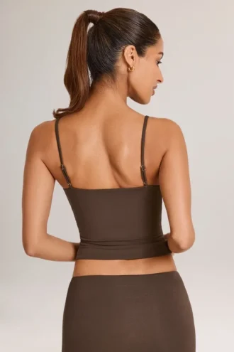Ailany Modal-tanktop med rund hals i sjokoladebrun