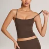 Ailany Modal-tanktop med rund hals i sjokoladebrun
