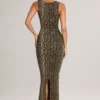Ainslee Modal Bodycon-midikjole med firkantet hals i leopardmønster