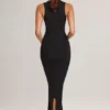 Ainslee Modal Bodycon-midikjole med firkantet hals i svart