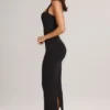 Ainslee Modal Bodycon-midikjole med firkantet hals i svart