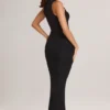 Ainslee Modal Bodycon-midikjole med firkantet hals i svart