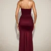 Aisra sateng Peekaboo bandeau drapert kjole i vinrød