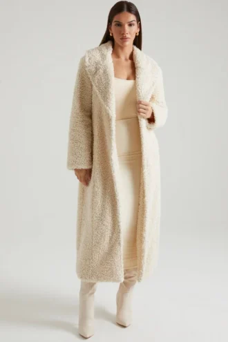 Alaska lang shearling-kåpe i krem