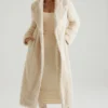 Alaska lang shearling-kåpe i krem