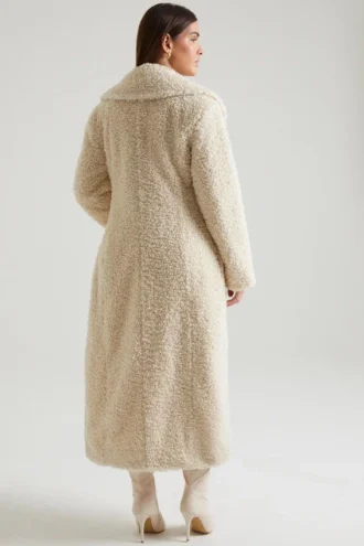 Alaska lang shearling-kåpe i krem