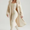 Alaska lang shearling-kåpe i krem