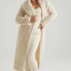 Alaska lang shearling-kåpe i krem