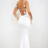 Aldona Slinky Jersey Rose Detail kveldskjole i hvitt