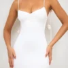 Aldona Slinky Jersey Rose Detail kveldskjole i hvitt