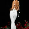 Aldona Slinky Jersey Rose Detail kveldskjole i hvitt