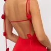 Aldona Slinky Jersey Rose Detail kveldskjole i skarlagenrød