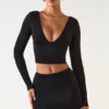 Aliz Modal Twist-Front Mid-Rise Mini Skjørt i svart