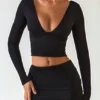 Aliz Modal Twist-Front Mid-Rise Mini Skjørt i svart
