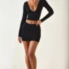 Aliz Modal Twist-Front Mid-Rise Mini Skjørt i svart