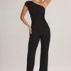 Alouette Modal jumpsuit med én skulder i svart