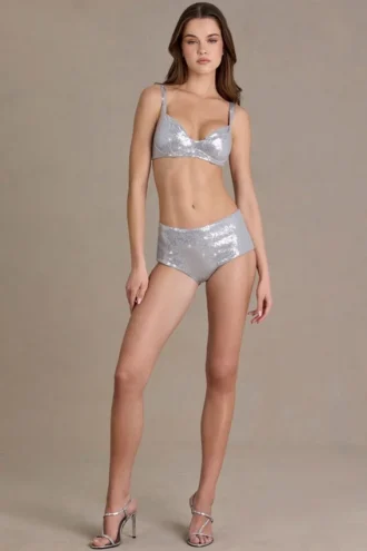 Amaris bralette i sølv med paljettmesh