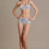 Celina Sequin Mesh Mid-Rise Mini Shorts i sølv