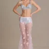 Celina Sequin Mesh Mid-Rise Mini Shorts i sølv