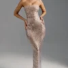 Amaya Embellished Bandeau Maxikjoler i Almond