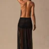Anaya maxikjole med dyp utringning og krage i svart