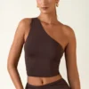 Andi Modal One-Shoulder Top i sjokoladebrun