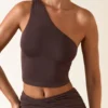Andi Modal One-Shoulder Top i sjokoladebrun