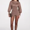 Antonia strikkede minishorts med middels høy midje i mokka