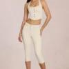 Anessa Capri-jeans med middels høy midje i elfenben