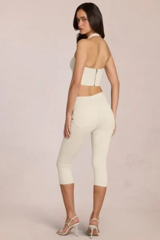 Anessa Capri-jeans med middels høy midje i elfenben
