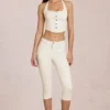 Anessa Capri-jeans med middels høy midje i elfenben