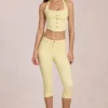 Anessa Capri-jeans med middels høy midje i sitrongul