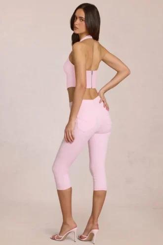 Anessa mid-rise capri-jeans i blomsterrosa