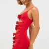 Aniela Slinky Jersey Rose Detail Cut Out Minikjole i skarlagenrød