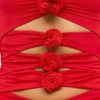 Aniela Slinky Jersey Rose Detail Cut Out Minikjole i skarlagenrød
